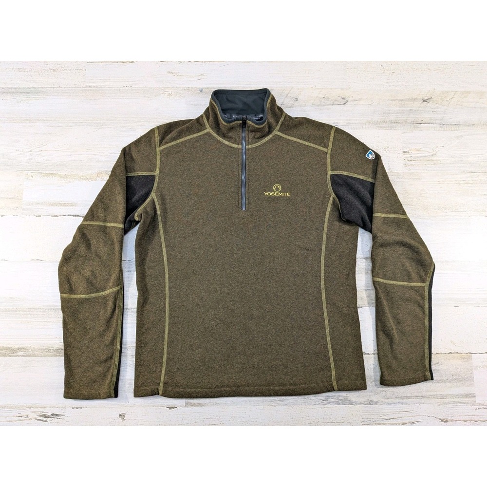 Kuhl Sweater Mens Small Olive Green Kashmira Quarter Zip Yosemite Pullover